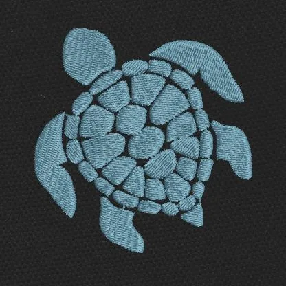 Sea Turtle Mosaic Patch Embroidery Teal & Black Embroidery Design