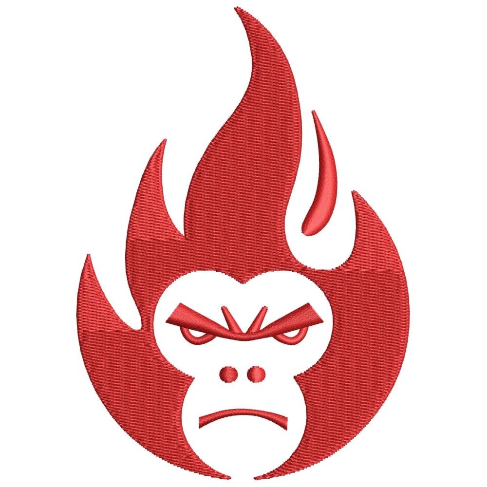 Monky Flame Head Embroidery Design