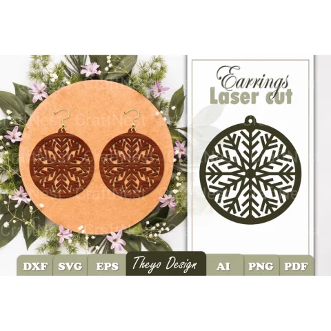 Snowflake Mandala Earrings SVG Bundle