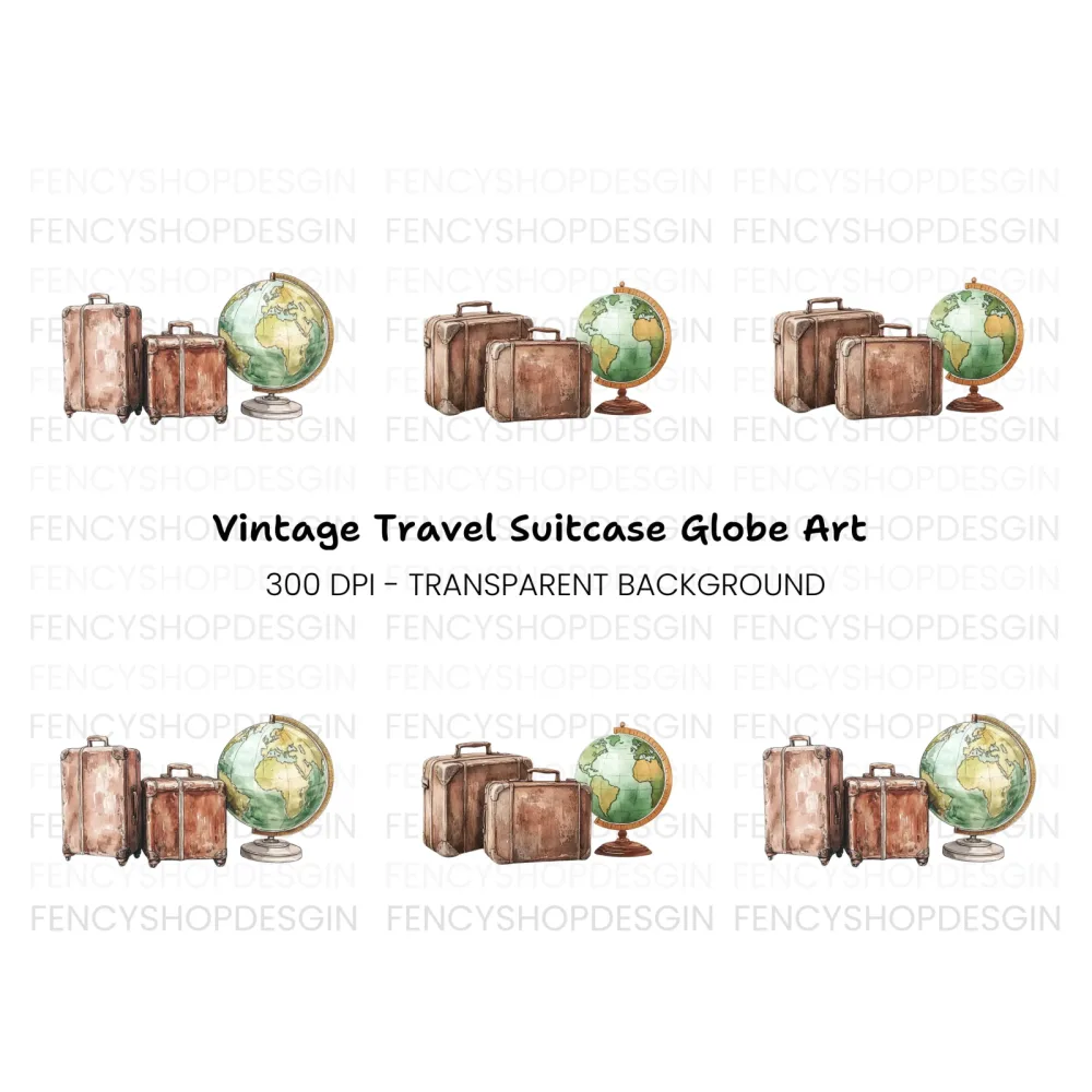 Vintage Travel Globes Clipart Bundle