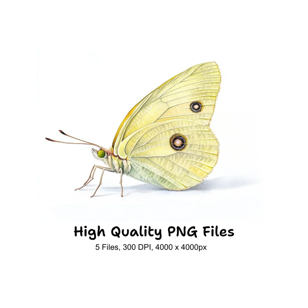 Pale Yellow Butterfly Clipart Bundle