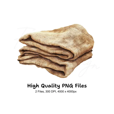 Rustic Burlap Fabric Stack Clipart Bundle