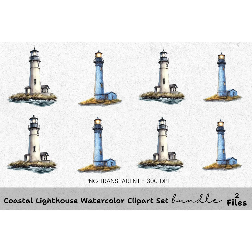 Coastal Lighthouse Clipart Bundle