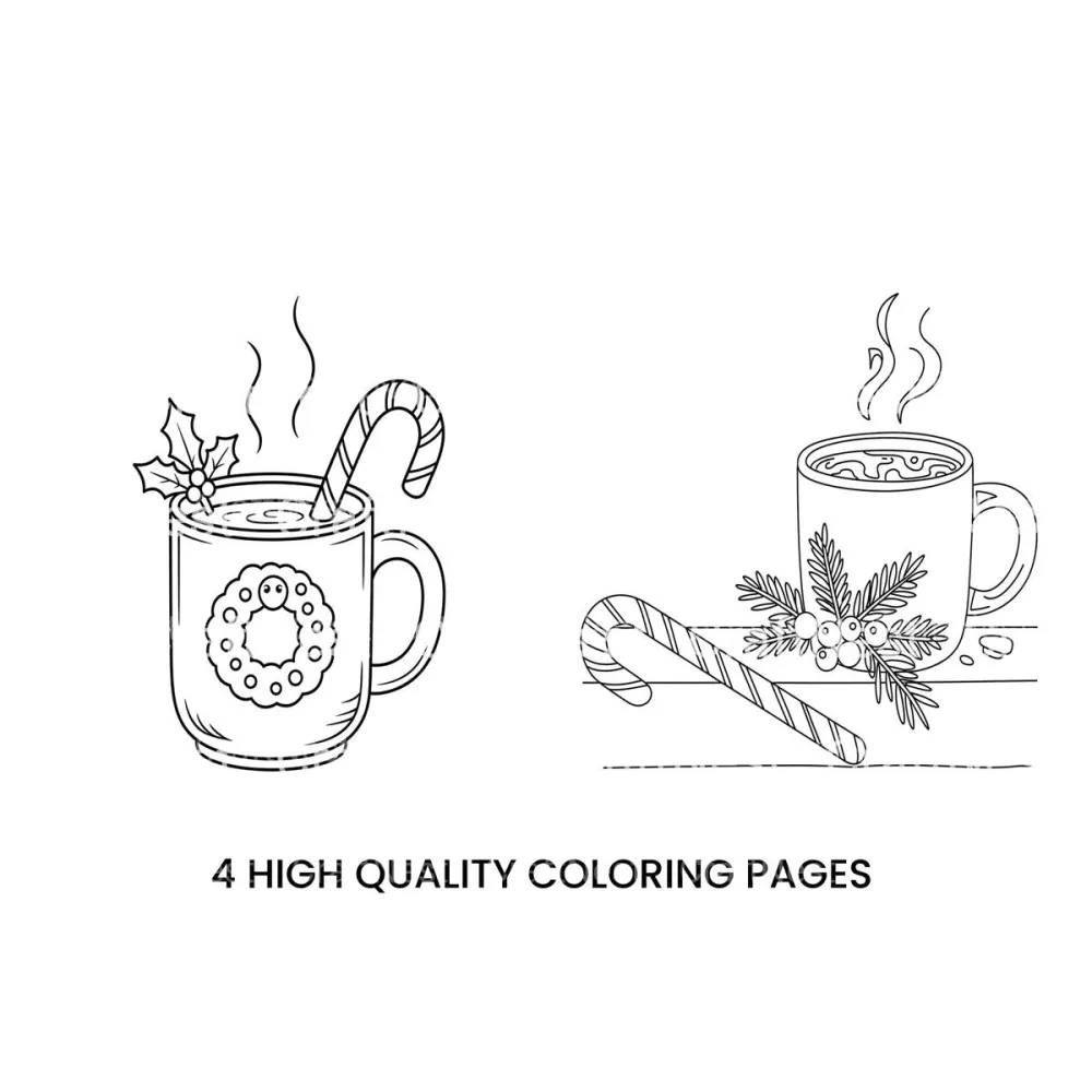 Hot Chocolate Christmas Mugs Coloring Books