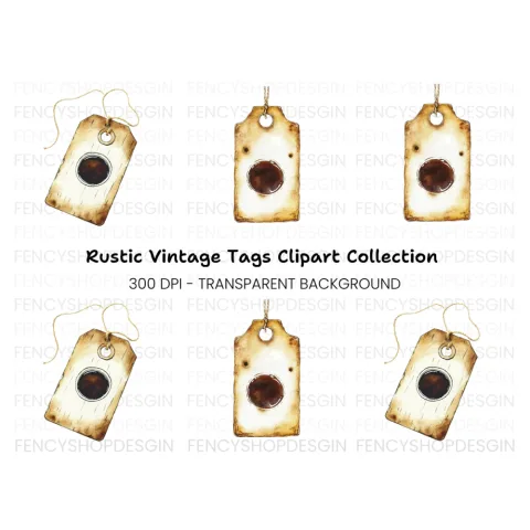 Vintage Tags Rustic Charm Clipart Bundle