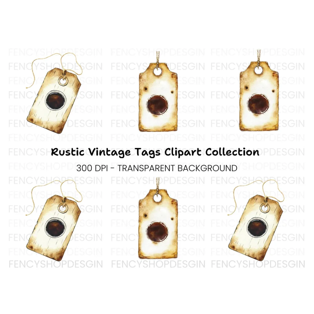 Vintage Tags Rustic Charm Clipart Bundle