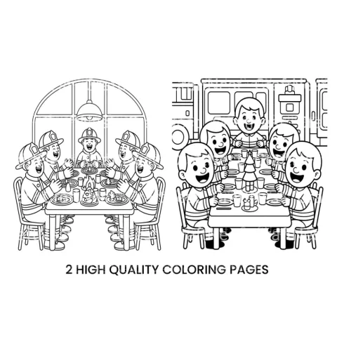 Firefighters Christmas Dinner Coloring Books