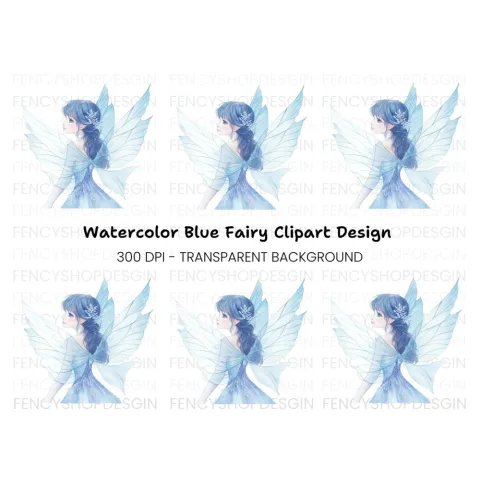Winter Fairy Blue Dress Clipart Bundle