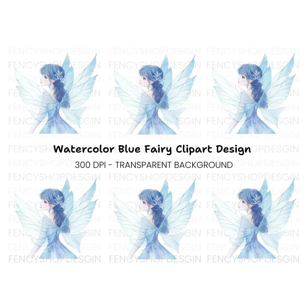 Winter Fairy Blue Dress Clipart Bundle
