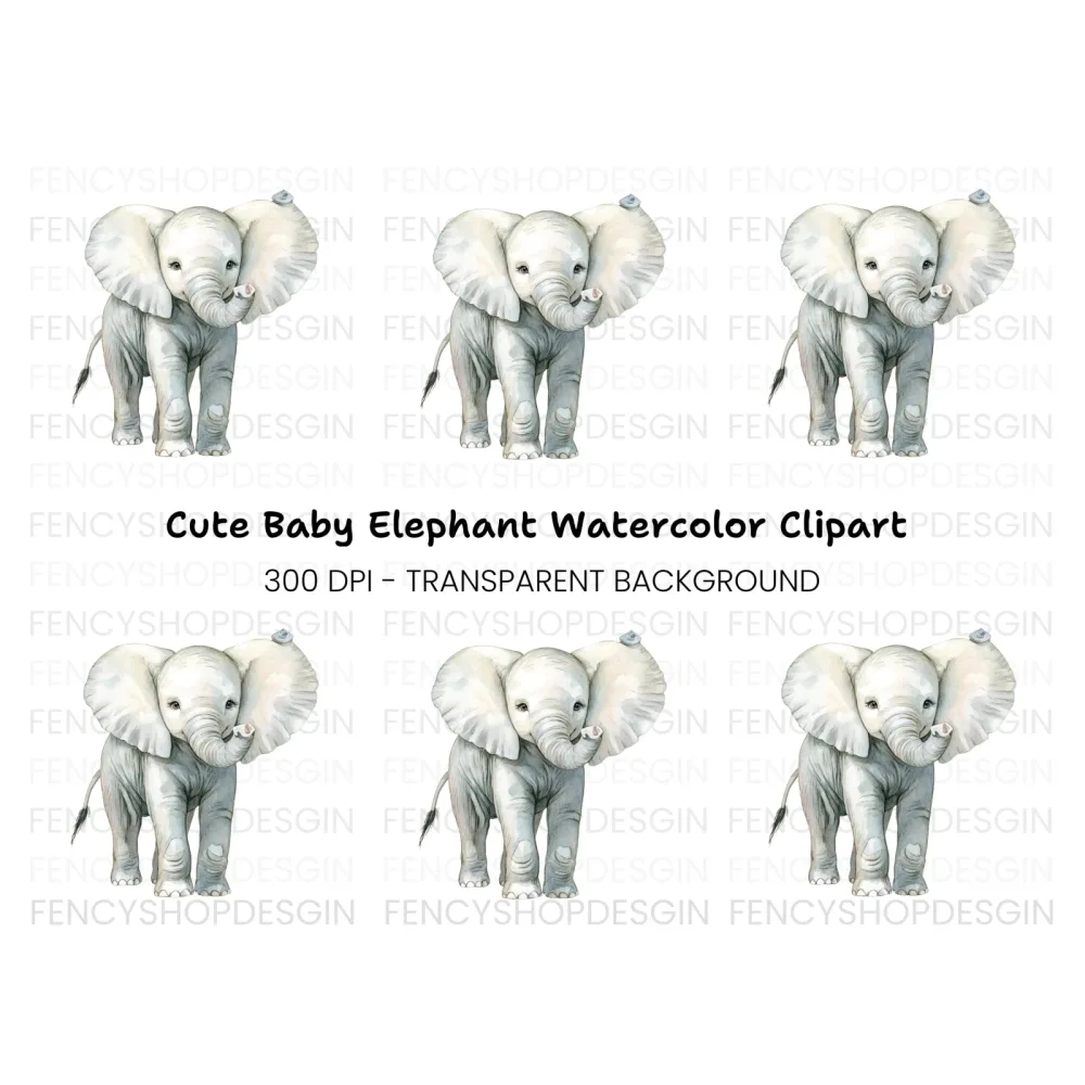 Cute Baby Elephant Clipart Bundle