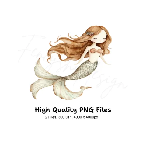 Cute Mermaid Clipart Bundle