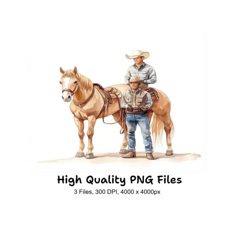 Cowboy and Horse Clipart Bundle