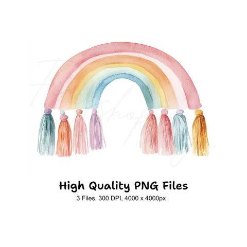 Boho Rainbow Tassels Clipart Bundle