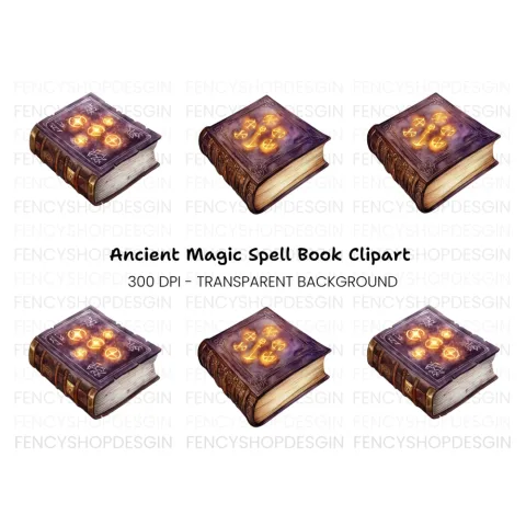 Ancient Grimoire Magic Book Clipart Bundle