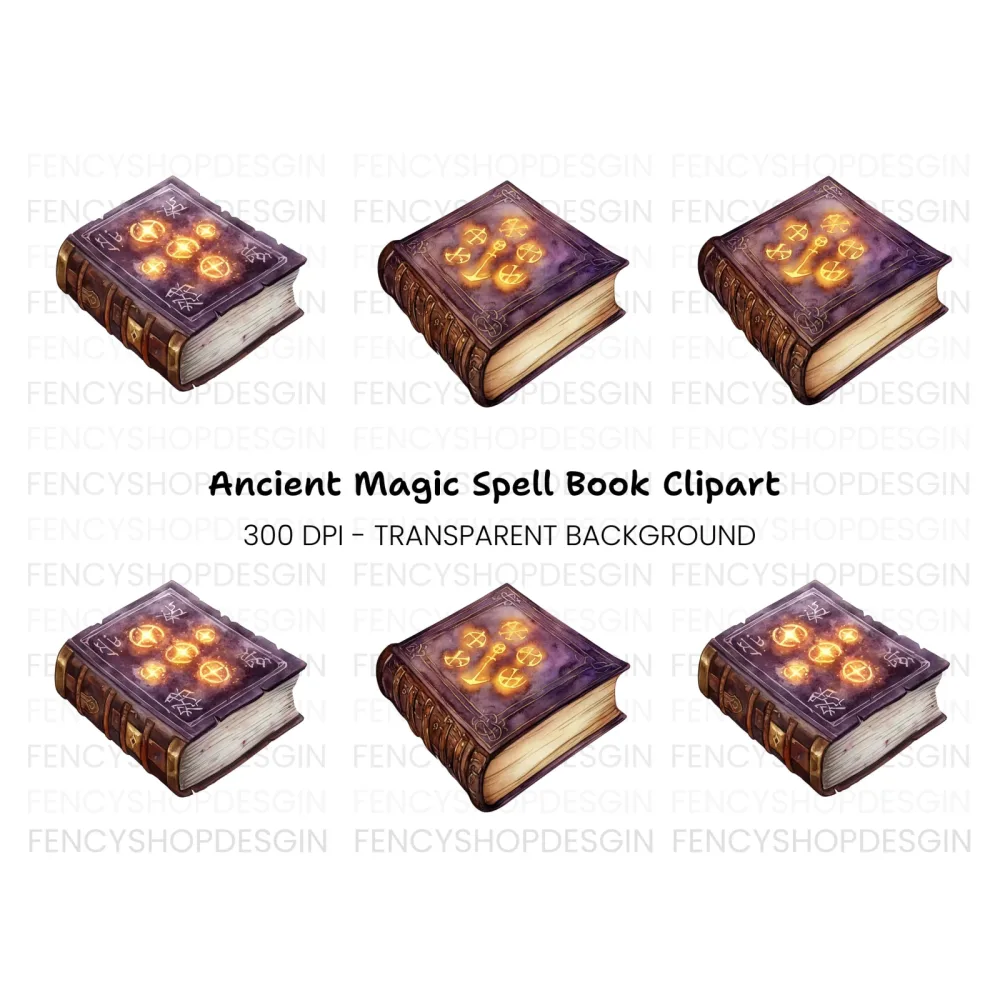 Ancient Grimoire Magic Book Clipart Bundle