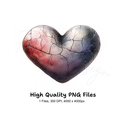 Cracked Stone Heart Clipart Bundle