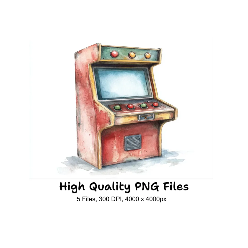 Vintage Arcade Game Cabinet Illustrations Clipart Bundle