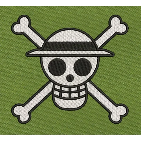 Skull Emblem White & Black Embroidery Design