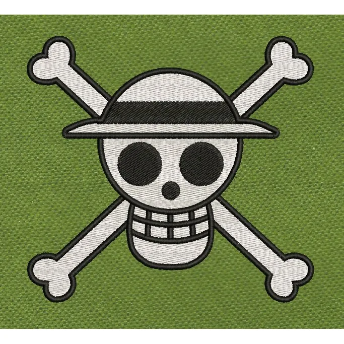 Skull Emblem White & Black Embroidery Design