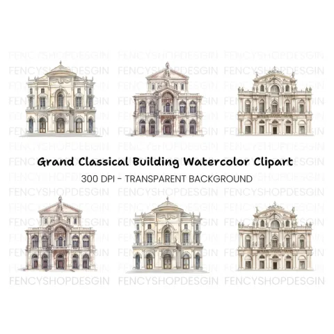 Baroque Palace Architecture Clipart Bundle