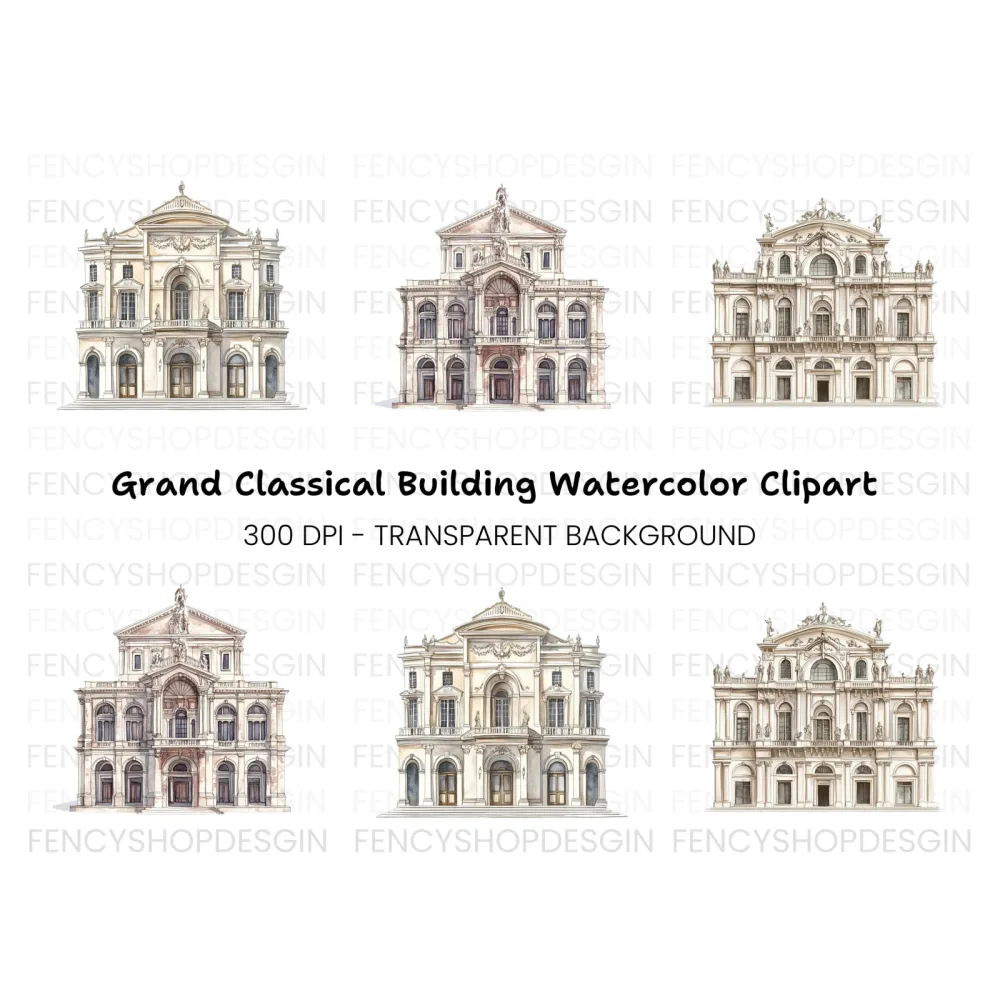 Baroque Palace Architecture Clipart Bundle