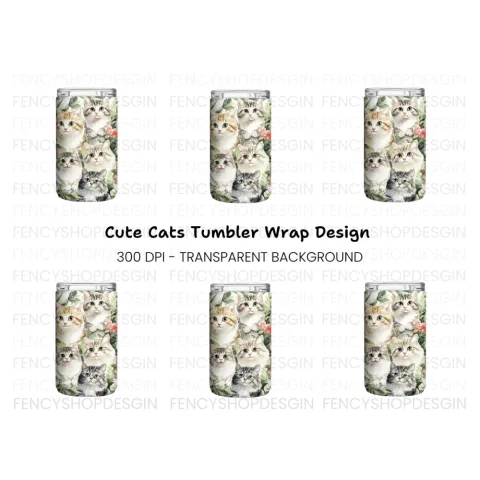 Cute Cat Tumbler Clipart Bundle