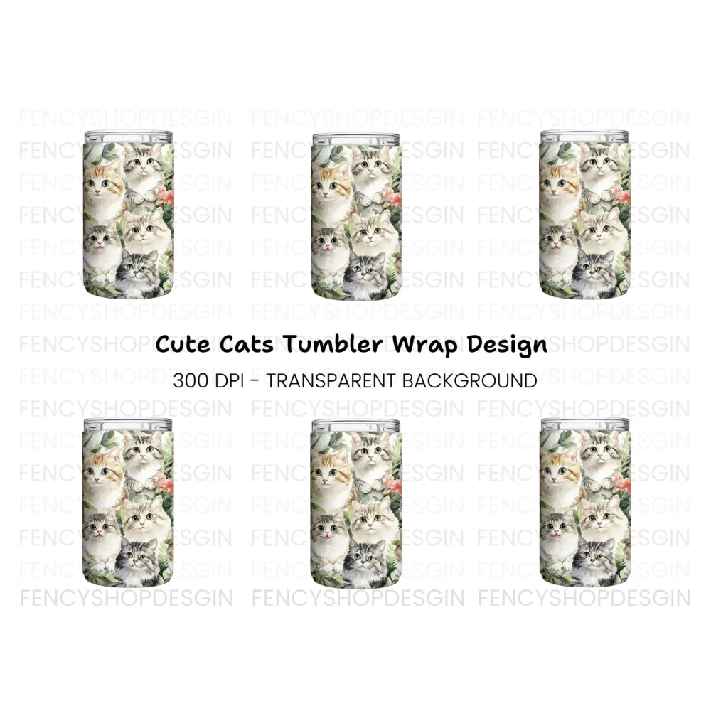 Cute Cat Tumbler Clipart Bundle