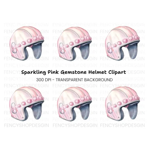 Stylish Pink Helmet with Jewels Clipart Bundle