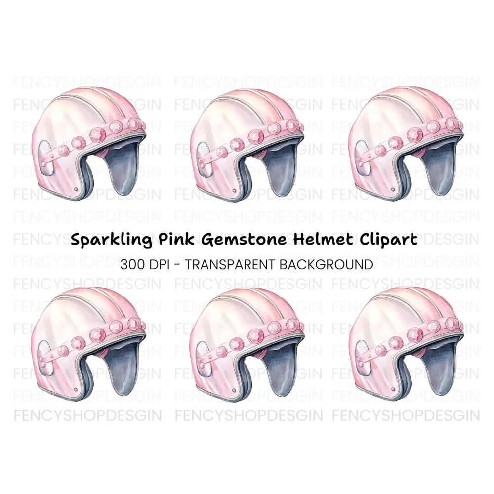 Stylish Pink Helmet with Jewels Clipart Bundle