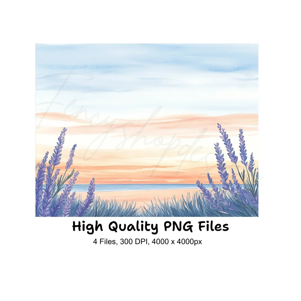 Lavender Beach Sunset Clipart Bundle