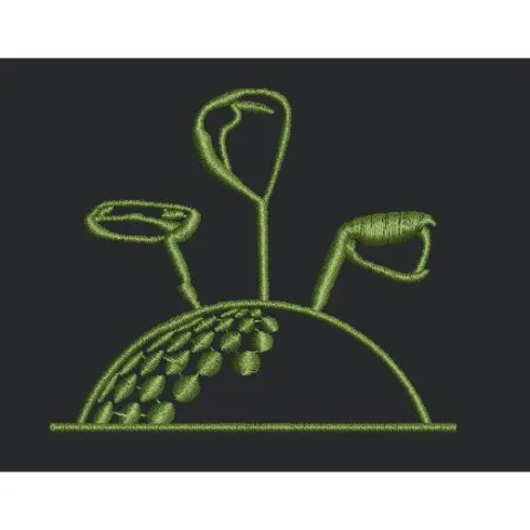 Green Golf Ball and Club Motif Embroidery Design