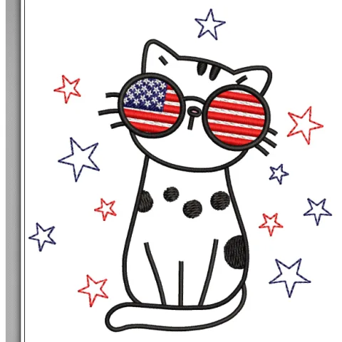 American Cat Embroidery Design