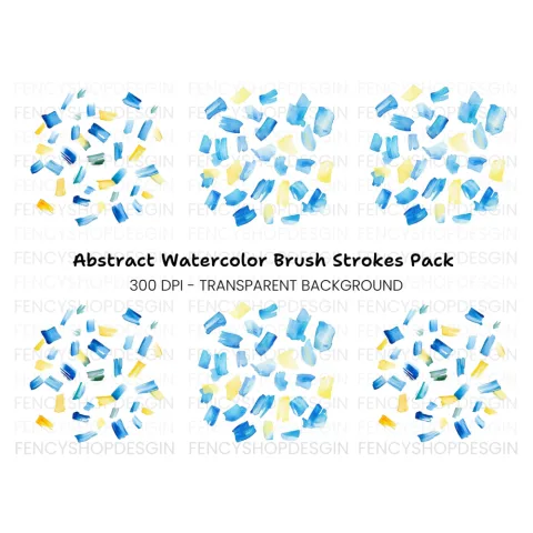 Abstract Blue Yellow Strokes Clipart Bundle