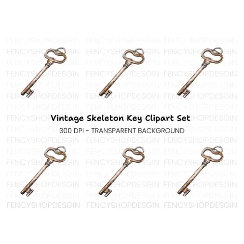 Ornate Antique Key Clipart Bundle
