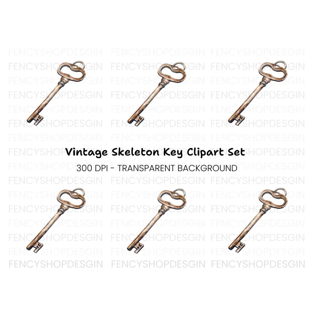 Ornate Antique Key Clipart Bundle
