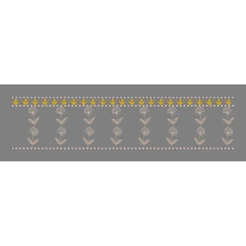 Floral Jacquard Border Purple Vertical Flower Embroidery Design