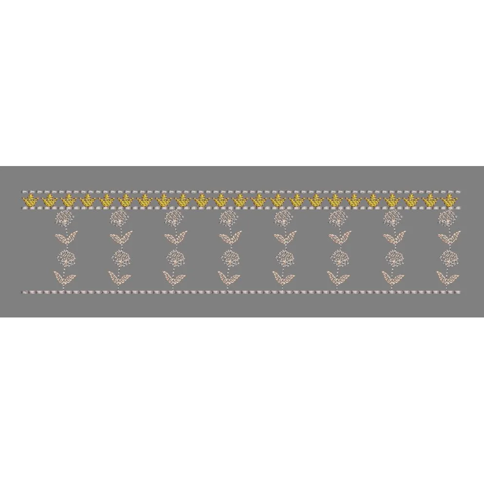 Floral Jacquard Border Purple Vertical Flower Embroidery Design