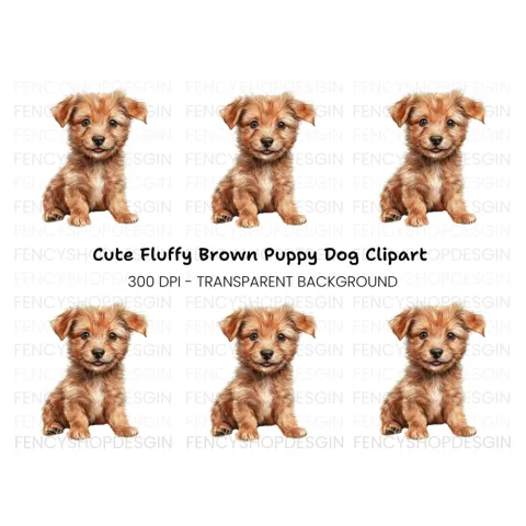 Adorable Brown Puppy Clipart Bundle