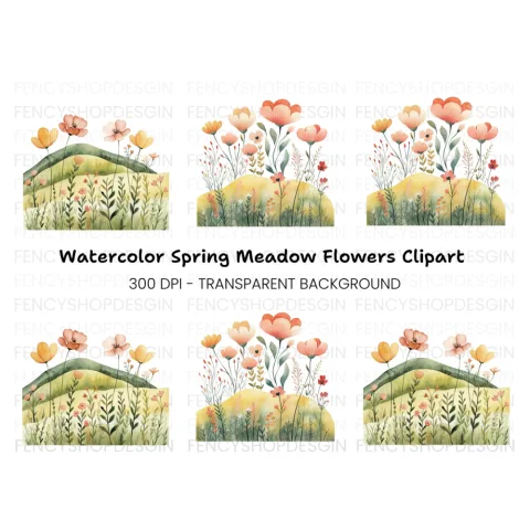 Spring Meadow Floral Clipart Bundle