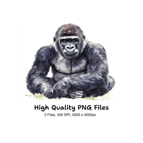 Sitting Gorilla Clipart Bundle