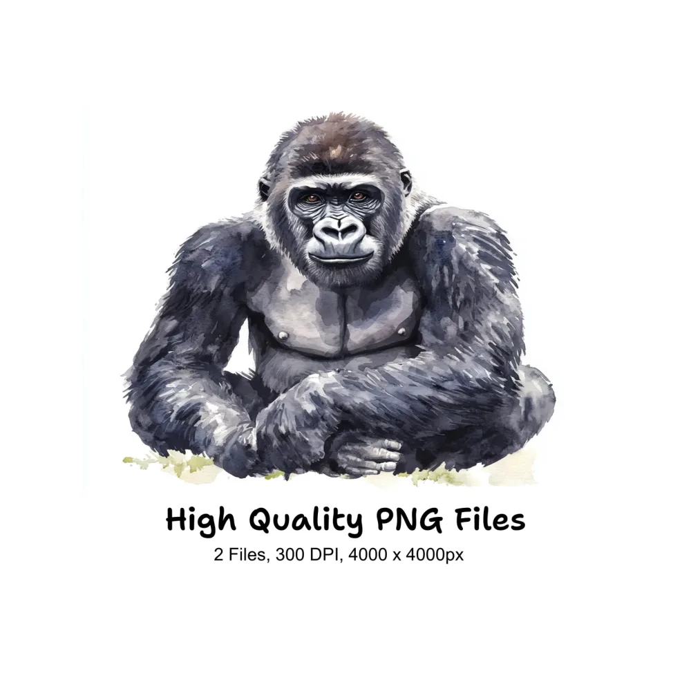 Sitting Gorilla Clipart Bundle