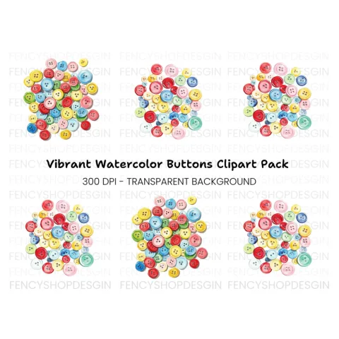 Vibrant Assorted Round Buttons Clipart Bundle