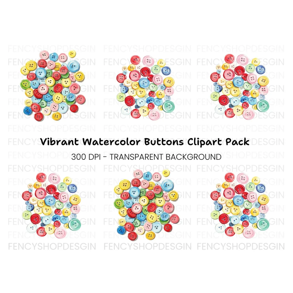Vibrant Assorted Round Buttons Clipart Bundle