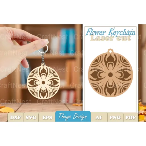 Flower Mandala Keychain SVG Bundle