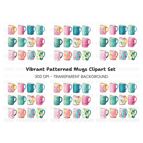 Pattern Mugs Clipart Bundle
