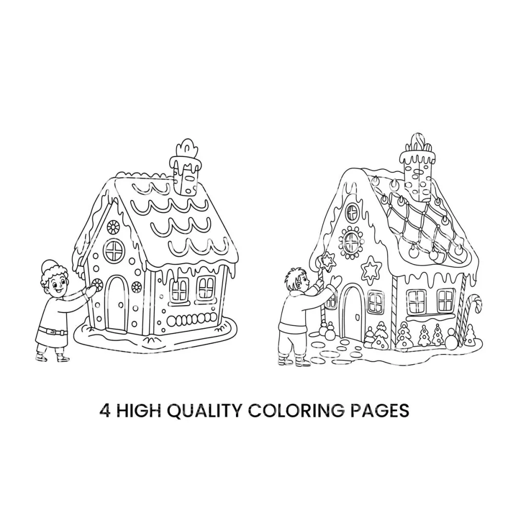 Gingerbread House Christmas Coloring Books