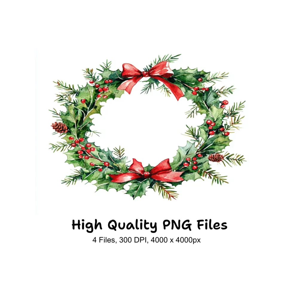 Christmas Wreaths Clipart Bundle