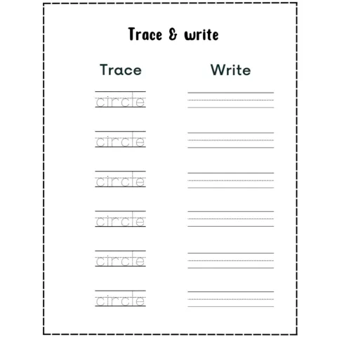 Trace and Write Shapes Worksheets