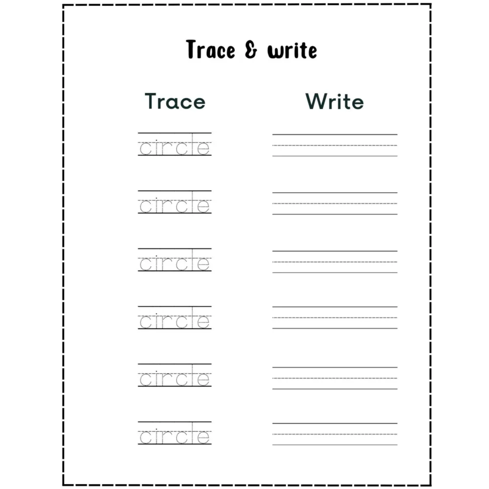 Trace and Write Shapes Worksheets
