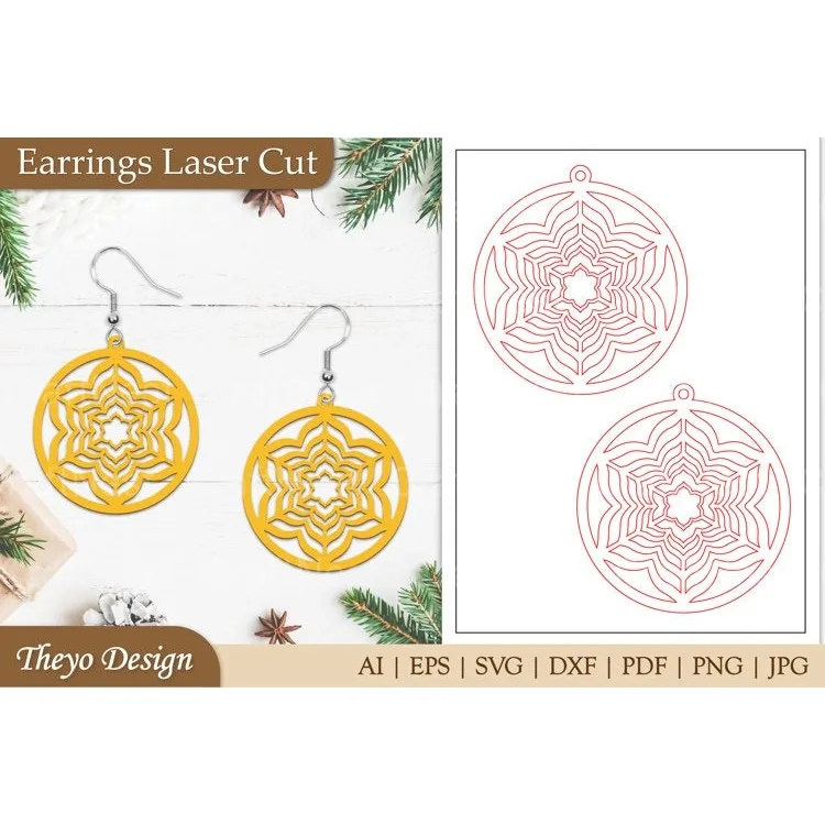 Lasercut Mandala Earrings SVG Bundle